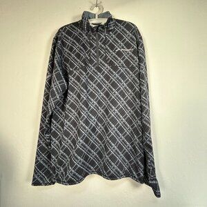 Brooks Mens XL Black & Gray Plaid Equilibrium Quarter Zip Pullover Active Shirt